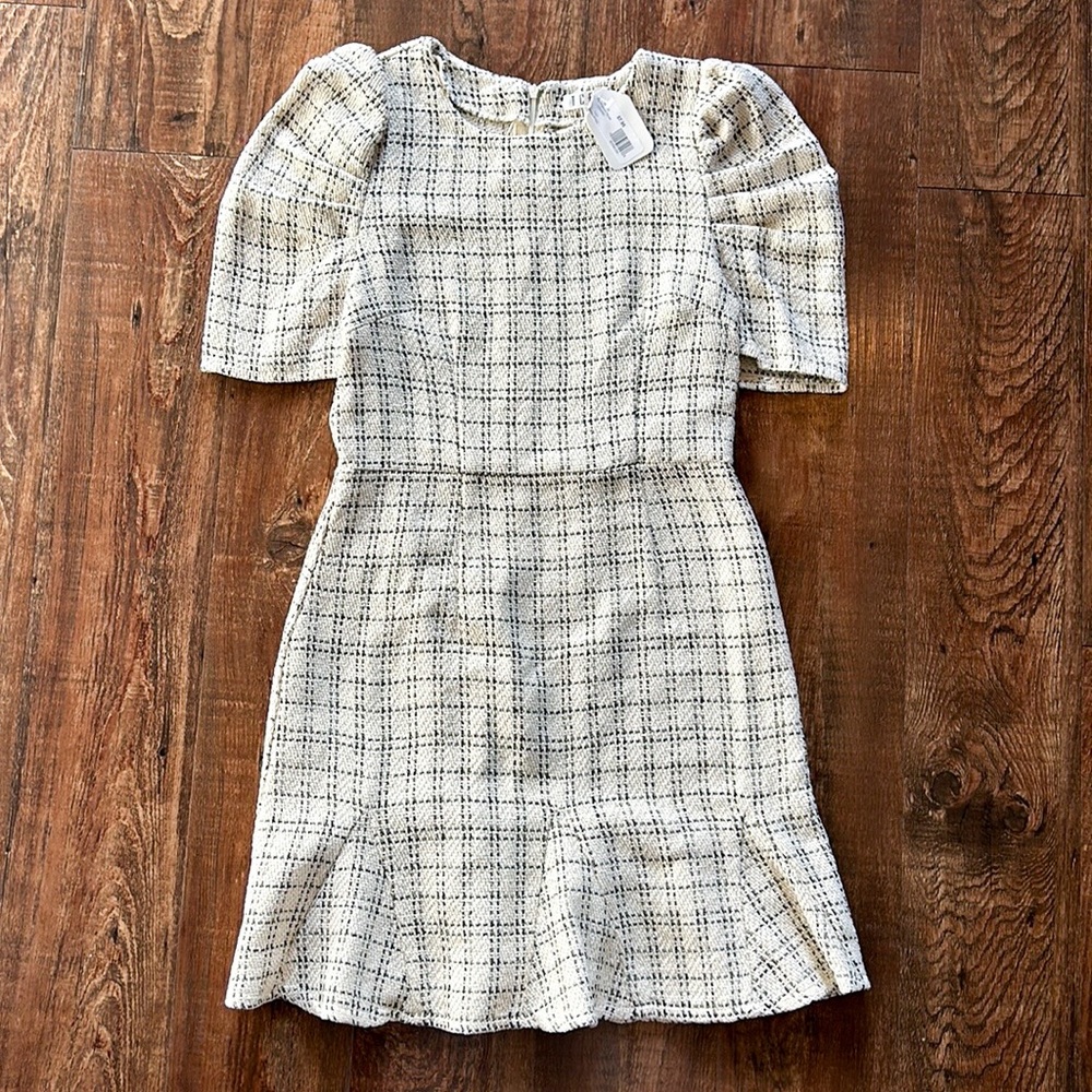 Gorgeous TCEC Tweed Flare Pencil Skirt Ruffle Dress